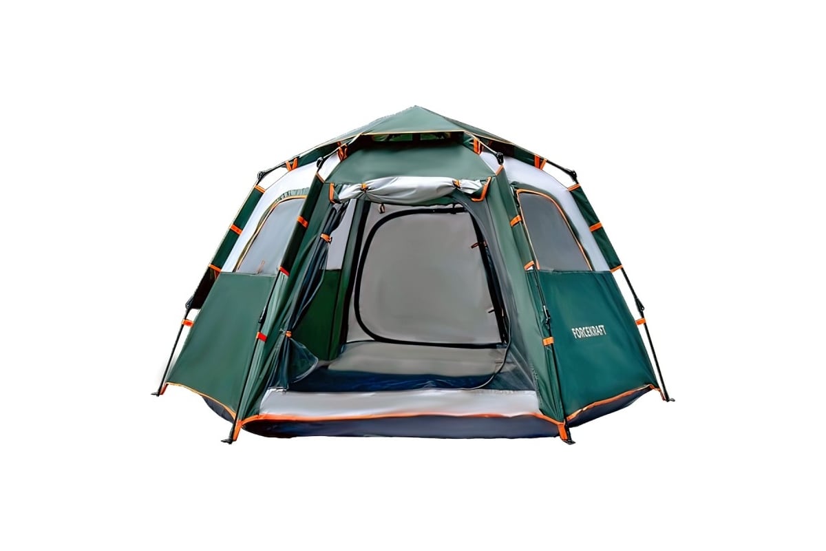 Кемпинговая палатка Forcekraft 240x210x235см, полиэстер, каркас  стеклопластик FK-TENT-1(56453) - выгодная цена, отзывы, характеристики,  фото - купить в Москве и РФ