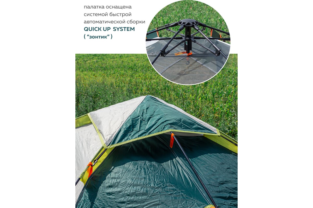 Кемпинговая палатка Forcekraft 210x200x135см, полиэстер, каркас  стеклопластик FK-TENT-2 56452