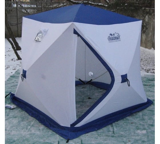 Зимняя двухместная палатка Следопыт куб 1.5x1.5 м, oxford 210d pu 1000, белый/синий PF-TW-10