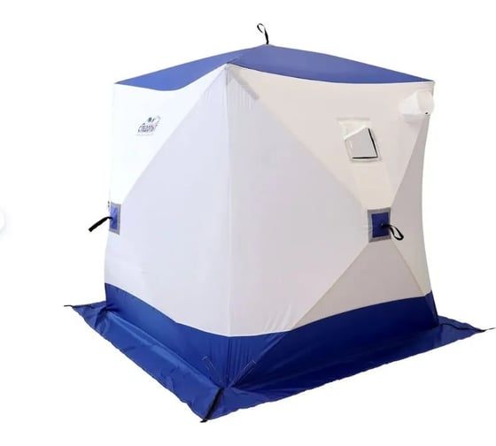 Зимняя трехместная палатка Следопыт куб 1.8x1.8 м, oxford 210d pu 1000, белый/синий PF-TW-12