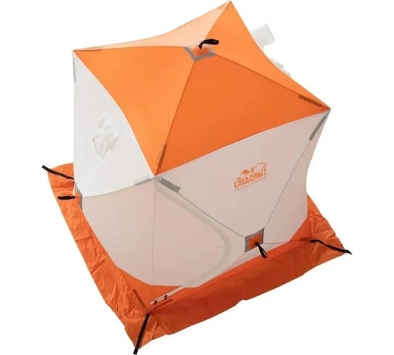 Зимняя четырехместная палатка Следопыт куб 2.1x2.1 м, oxford 210d pu 1000, белый/оранжевый PF-TW-06