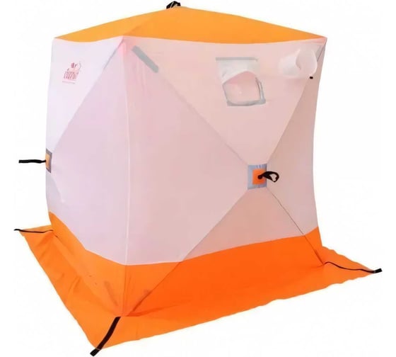 Зимняя четырехместная палатка Следопыт куб 2.1x2.1 м, oxford 210d pu 1000, белый/оранжевый PF-TW-06
