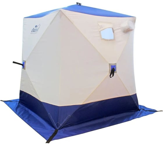 Зимняя четырехместная палатка Следопыт куб 2.1x2.1 м, oxford 210d pu 1000, белый/синий PF-TW-05