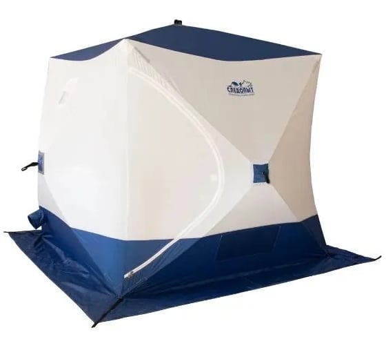 Зимняя четырехместная палатка Следопыт куб 2.1x2.1 м, oxford 210d pu 1000, белый/синий PF-TW-05