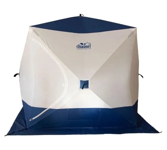 Зимняя четырехместная палатка Следопыт куб 2.1x2.1 м, oxford 210d pu 1000, белый/синий PF-TW-05