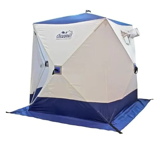 Зимняя четырехместная палатка Следопыт куб 2.1x2.1 м, oxford 210d pu 1000, белый/синий PF-TW-05