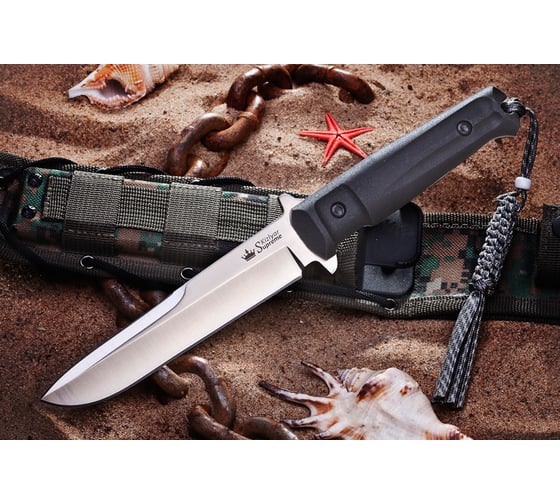 Туристический нож Kizlyar Supreme Trident сталь D2 StoneWash рукоять из черного Кратона 4650065058339