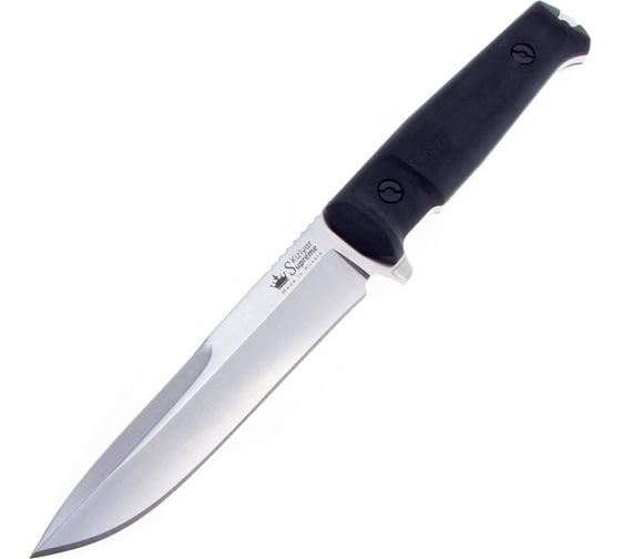 Туристический нож Kizlyar Supreme Alpha сталь D2 StoneWash рукоять из черного кратона 4650065057318