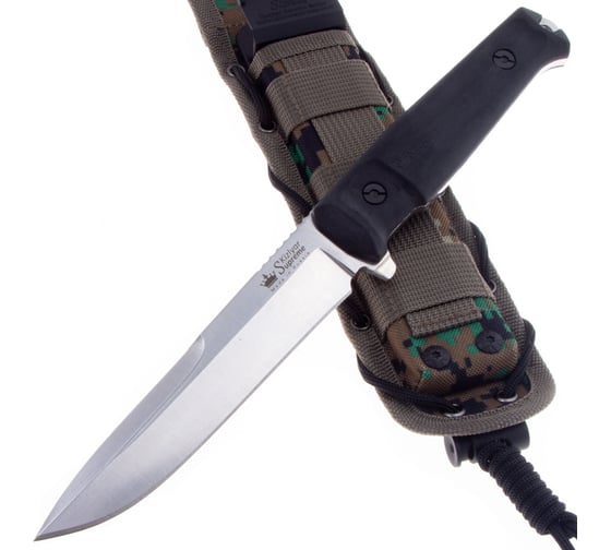 Туристический нож Kizlyar Supreme Alpha сталь D2 StoneWash рукоять из черного кратона 4650065057318