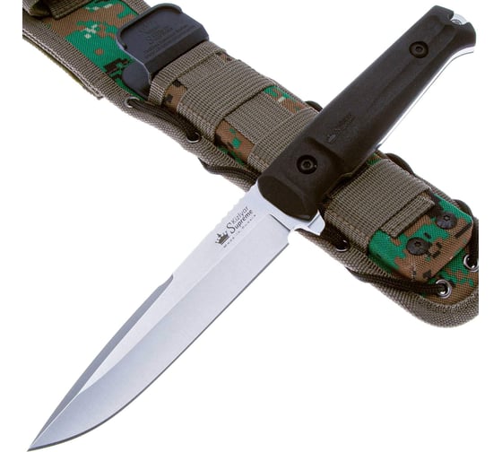 Туристический нож Kizlyar Supreme Delta сталь AUS-8 StoneWash рукоять из черного кратона 4650065057455