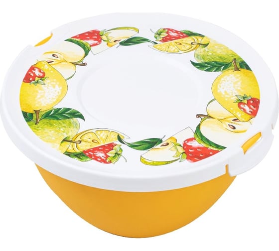 Миска с крышкой ПОЛИМЕРБЫТ с декором, 2л 433560200 1