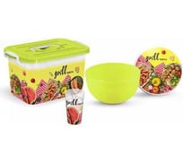 Набор для пикника на 4 персоны Полимербыт GRILL MENU 19 предметов, салатовый 438999200