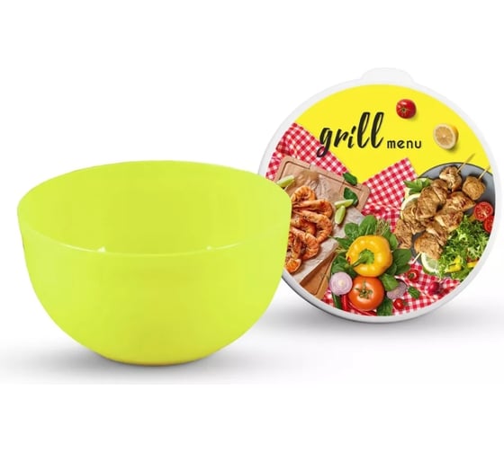 Миска с крышкой Полимербыт GRILL MENU 2 л, салатовый 435969200 1