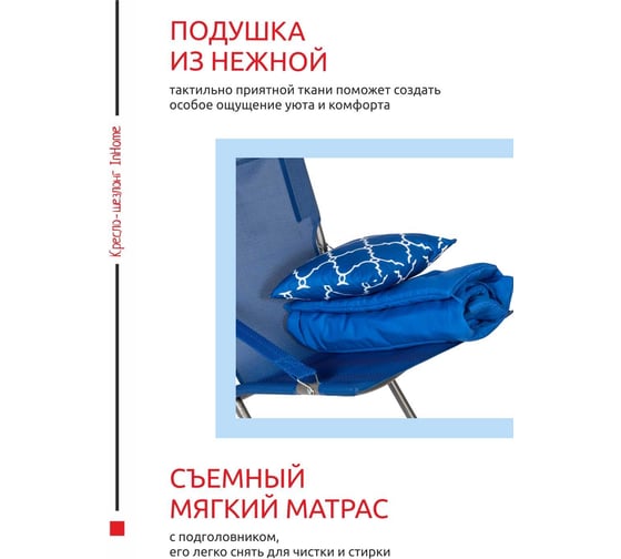 Кресло-шезлонг + матрас + подушка InHome синий INCL2/1