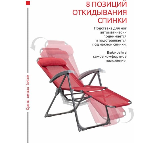 Кресло-шезлонг InHome с подножкой, комплект 2 шт., + подголовник + полка сангрия KSI2/5+К2