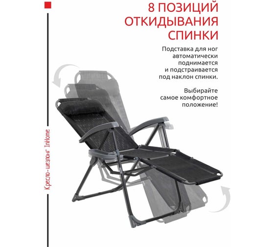 Кресло-шезлонг InHome с подножкой, комплект 2 шт., + подголовник + полка венге KSI2/4+К2