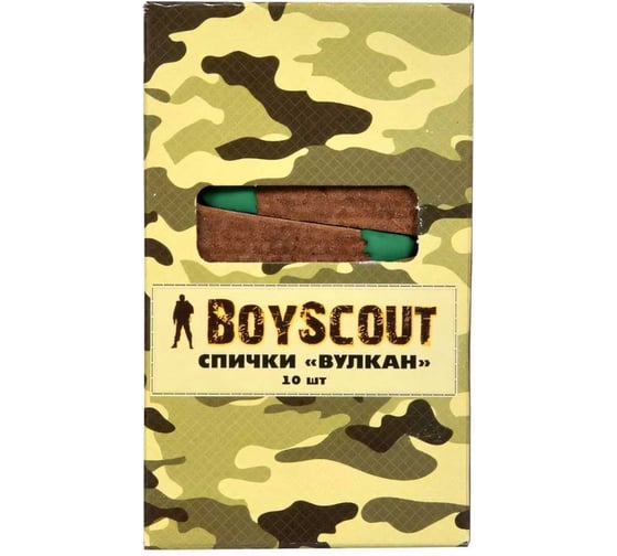 Спички Вулкан BOYSCOUT 60 мм, 10 шт длительного горения 61034