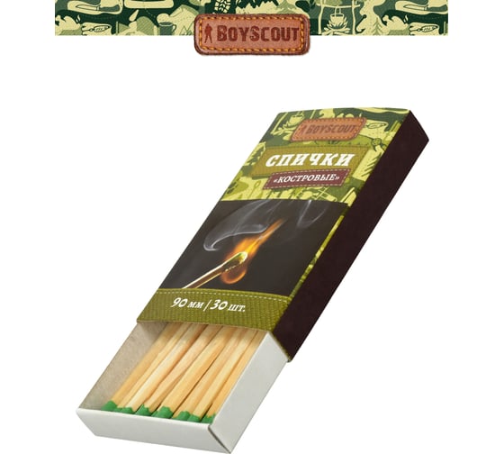 Костровые спички BOYSCOUT 90 мм, 30 шт /80/20 61029