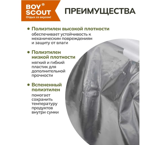 Термопакет BOYSCOUT, 42х45 см, пластиковая ручка, Мах нагрузка до 10 кг  61435