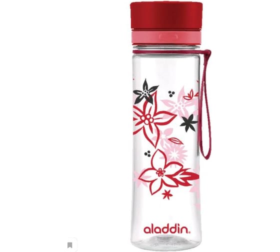 Бутылка для воды Aladdin Aveo 0.6 л, с красным узором 10-01102-076