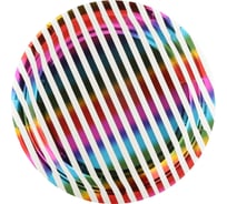 Тарелки Волна веселья 7''/18 см, Радужные полосы, Голография, 6 шт. 6231402