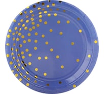 Тарелки Волна веселья Золотое конфетти 7''/18 см, Синий/Золото, Металлик, 6 шт 6231382