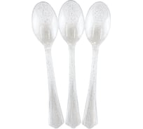 Ложки Волна веселья прозрачный/серебро, с блестками, 17 см, 10 шт 6231261