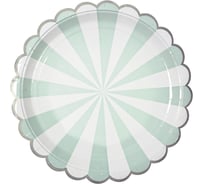 Тарелки Волна веселья 7''/18 см, Серебряная кайма, Тиффани/Белый, 6 шт. 6224029