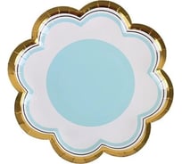 Тарелки Волна веселья 7''/18 см, Цветок, Голубой, Металлик, 6 шт. 623593