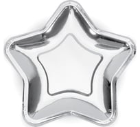Тарелки Волна веселья 9''/23 см, Звезда, Серебро, Металлик, 6 шт. 623584