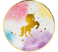 Тарелки Волна веселья 9''/23 см, Звездный Единорог, Металлик, 6 шт. 615083