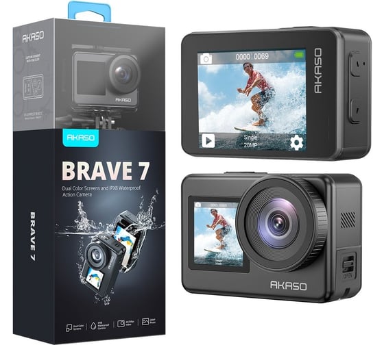 Экшн-камера AKASO brave 7 серая SYYA0018-GY