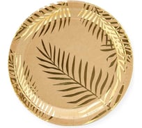 Тарелки Волна веселья 9''/23 см, Золотые листья, Крафт, 6 шт. 6225071