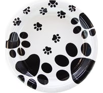 Тарелки Волна веселья 9''/23 см, Лапки, Белый/Черный, 6 шт. 6231433
