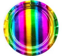 Тарелки Волна веселья 9''/23 см, Радужный, Голография, 6 шт. 625022