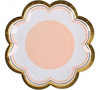 Тарелки Волна веселья 9''/23 см, Цветок, Розовый, Металлик, 6 шт. 623591