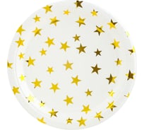 Тарелки Волна веселья Золотые звезды 7''/18 см, белый/золото, Металлик, 6 шт 625012