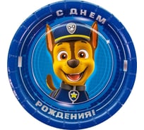 Тарелки Дон Баллон 7''/18 см, Щенячий Патруль, с днем рождения, синий, 6 шт 501222
