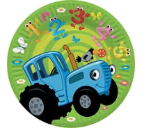 Тарелки Дон Баллон 7''/18 см, Синий трактор, с днем рождения, 6 шт 501620