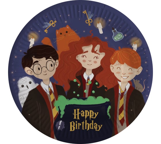 Тарелки Дон Баллон 7''/18 см, Волшебники, Happy Birthday, 6 шт 77422 1