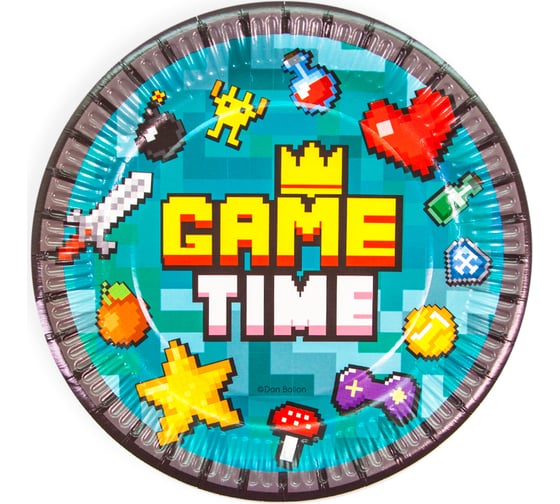 Тарелки Дон Баллон 7''/18 см, Game Time, пиксели, 6 шт 77319 1