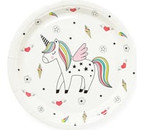 Тарелки Дон Баллон 7''/18 см, Радужный единорог, белый, 6 шт 6225079