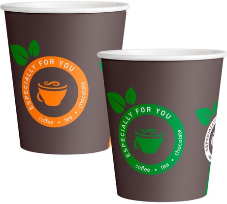 Одноразовый бумажный однослойный стакан Комус кофе с собой mix, 250 мл, d-80мм,  50шт 1820109