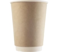 Одноразовый стакан Комус бумажный, двухслойный d-90 мм, 300 мл, коричневый, 25 шт. 810301