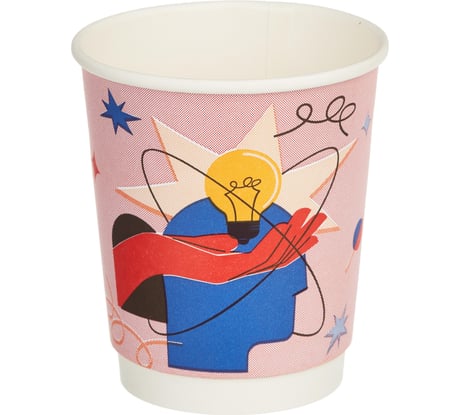 Одноразовый стакан Комус бумажный, 2 слой, 250 мл, d-80 мм, идея mix, 20 шт. 1820107