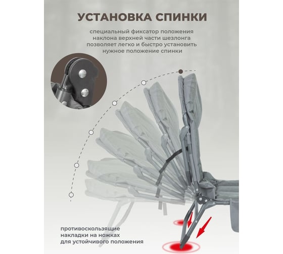 Складной шезлонг Forsage 32x64x200см, темно-серый F-FG-HY-8008BL(52531)