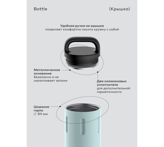 Питьевой вакуумный бытовой термос BOBBER 0.59 л Bottle-590 Light Blue