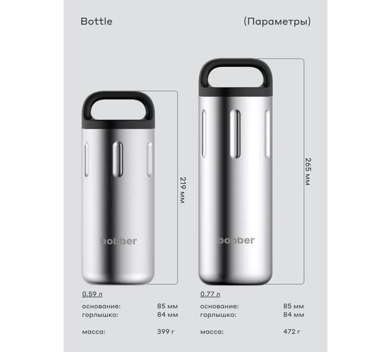 Питьевой вакуумный бытовой термос BOBBER 0.59 л Bottle-590 Matte