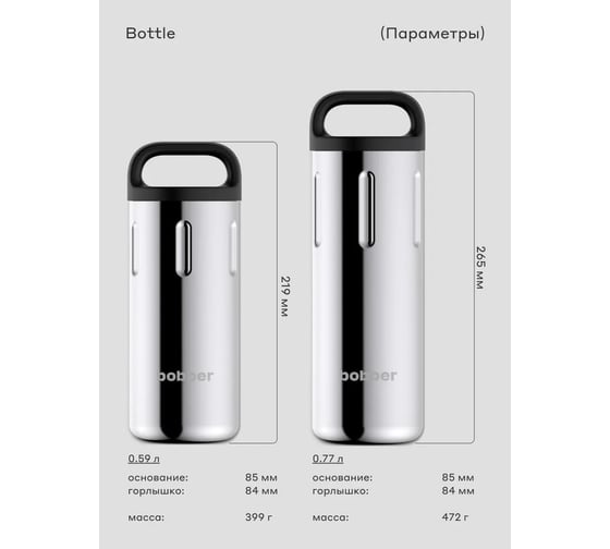 Питьевой вакуумный бытовой термос BOBBER 0.77 л Bottle-770 Glossy