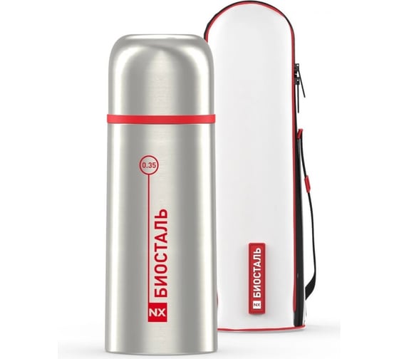 Термос Biostal 0.35 л, в чехле, стальной NX-350B